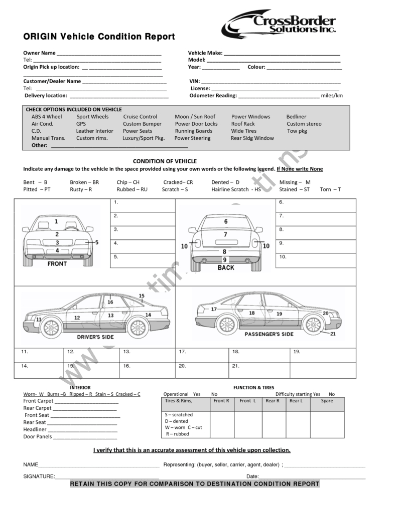 12+ Vehicle Condition Report Templates – Word Excel Samples In Car Damage Report Template