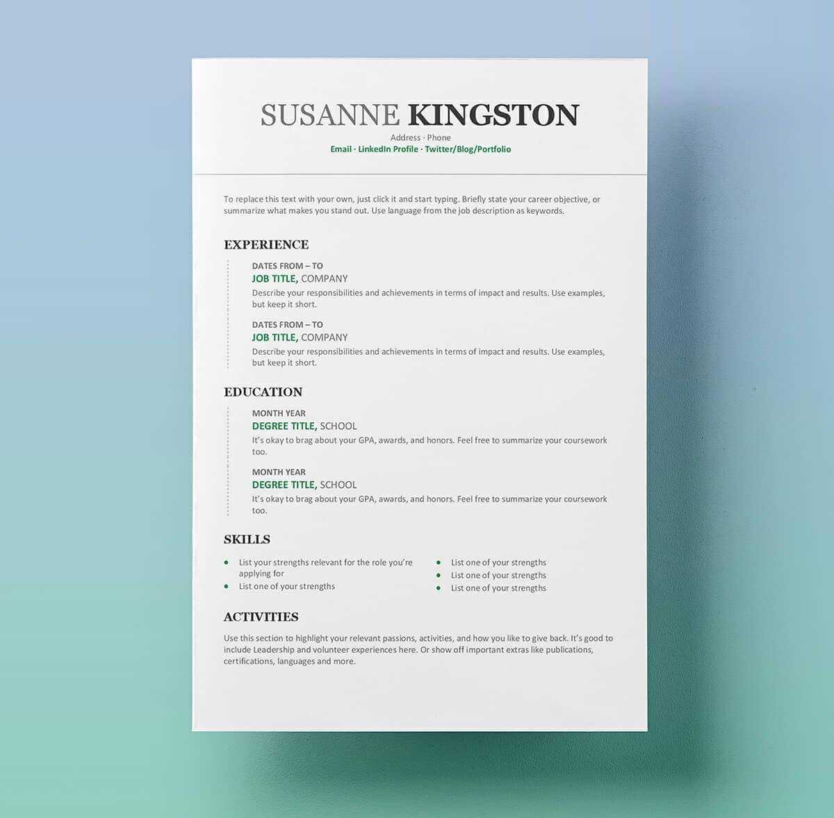 25 Resume Templates For Microsoft Word [Free Download] In Free Basic Resume Templates Microsoft Word