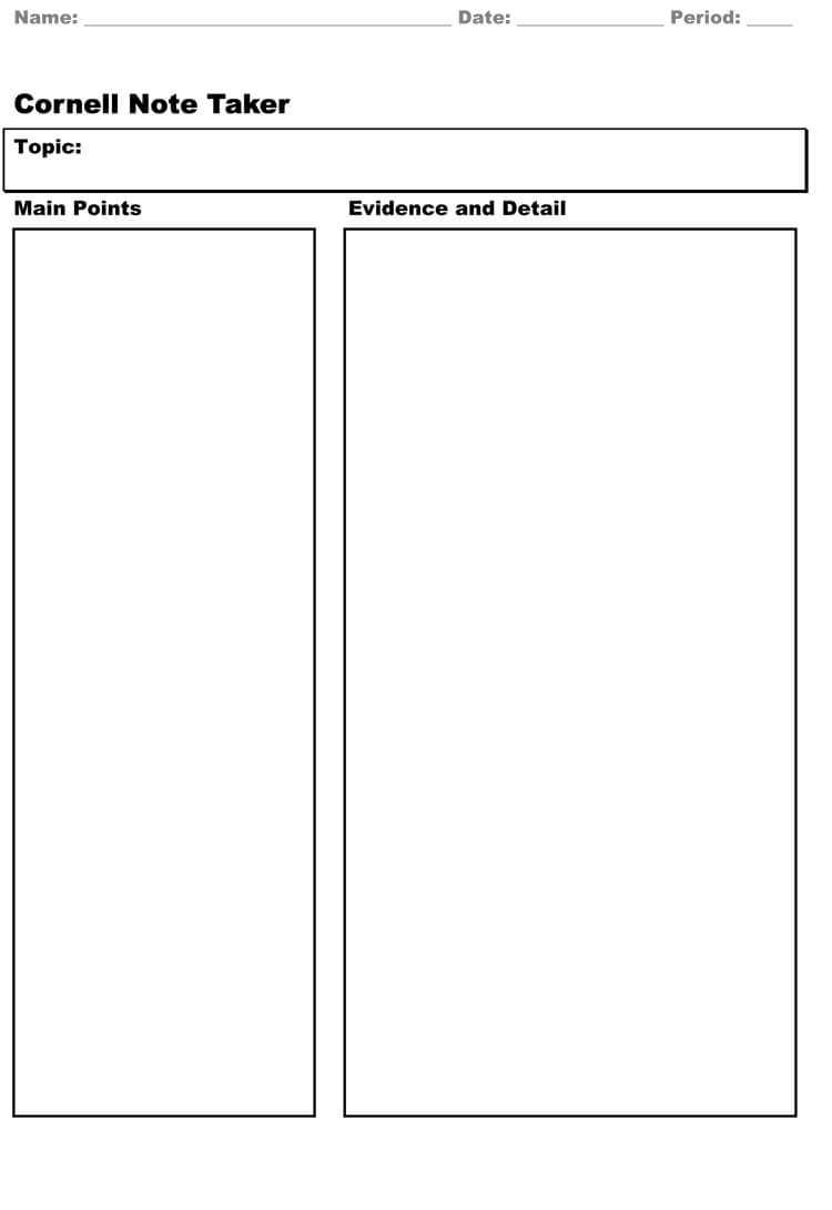 40 Free Cornell Note Templates (With Cornell Note Taking Inside Cornell Note Template Word