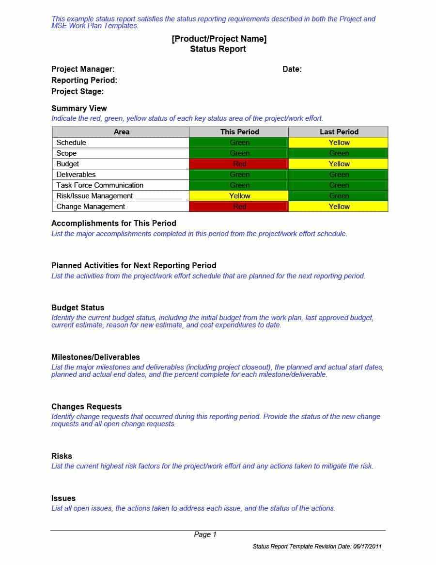 40+ Project Status Report Templates [Word, Excel, Ppt] ᐅ For Project Management Status Report Template