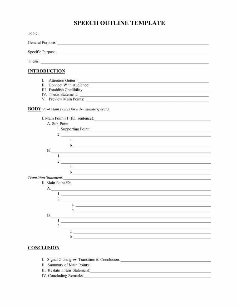 43 Informative Speech Outline Templates & Examples Inside Speech Outline Template Word