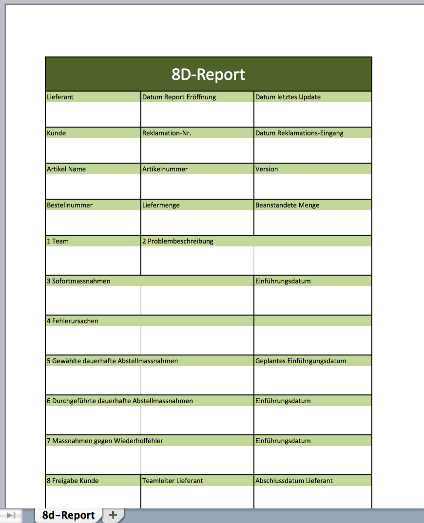 8 D Report Formular Within 8D Report Template Xls