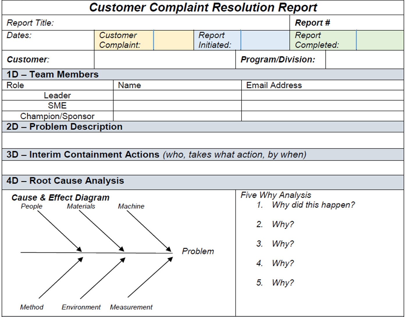 8D Customer Complaint Resolution Report Intended For 8D Report Format Template