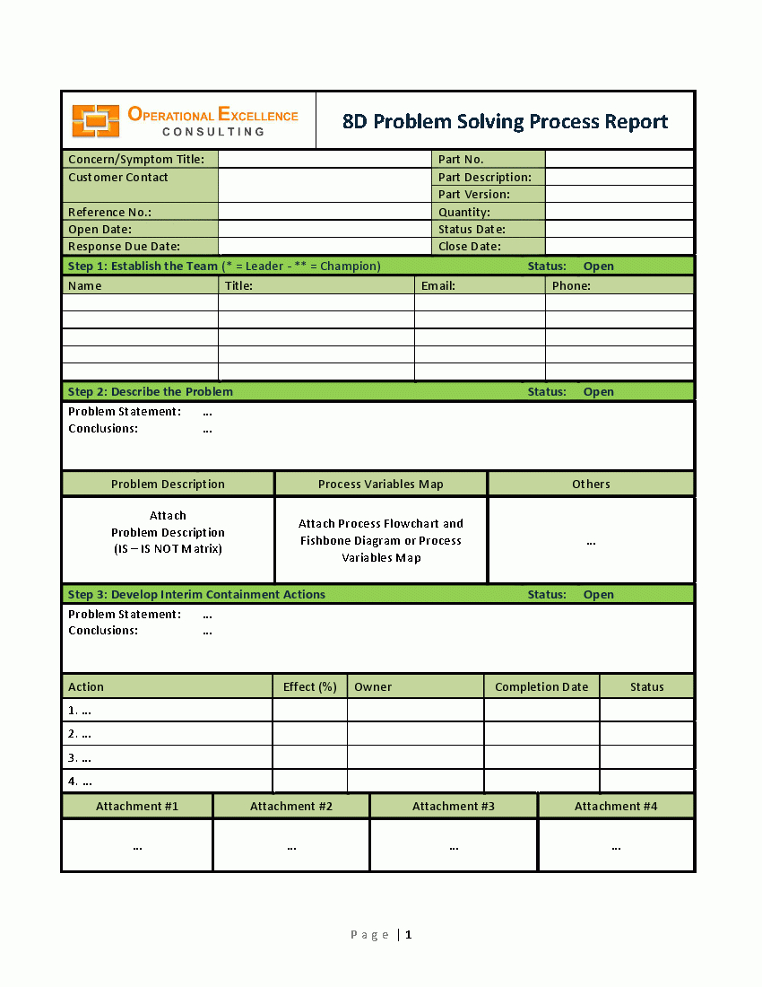 8D Problem Solving Process Report Template (Word) - Flevypro In 8D Report Format Template