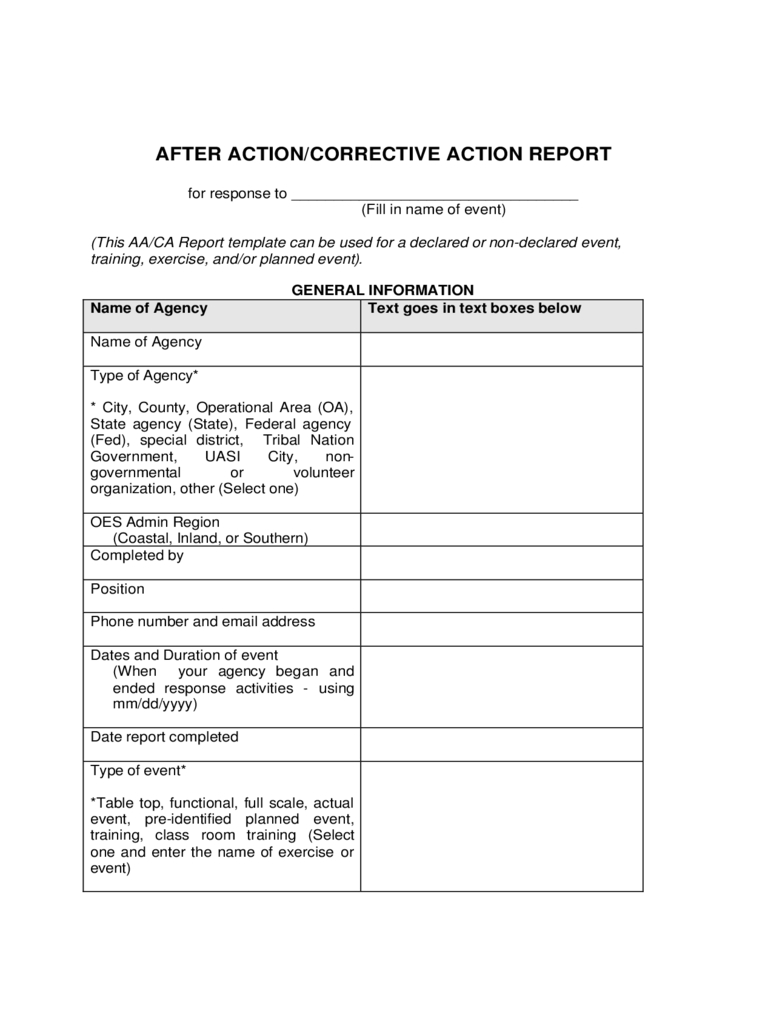 After Action Report Template - 6 Free Templates In Pdf, Word Within After Training Report Template