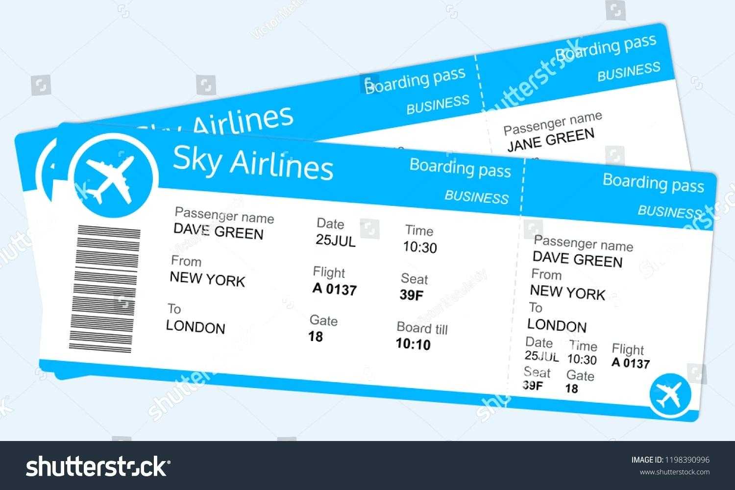 Airline Ticket Template Free Download. Plane Ticket Template inside