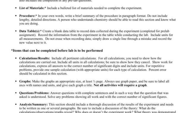 Ap Chemistry Lab Report Format for Lab Report Template Chemistry