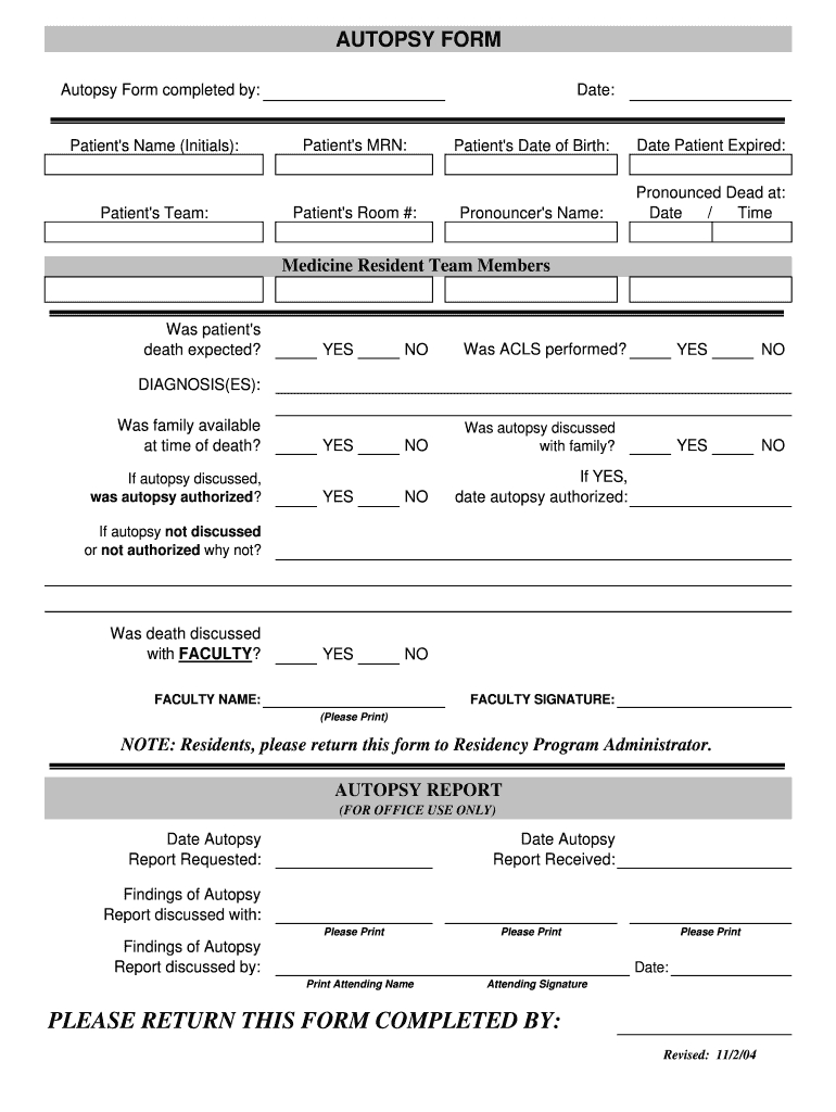 Autopsy Report Template - Fill Online, Printable, Fillable In Blank Autopsy Report Template