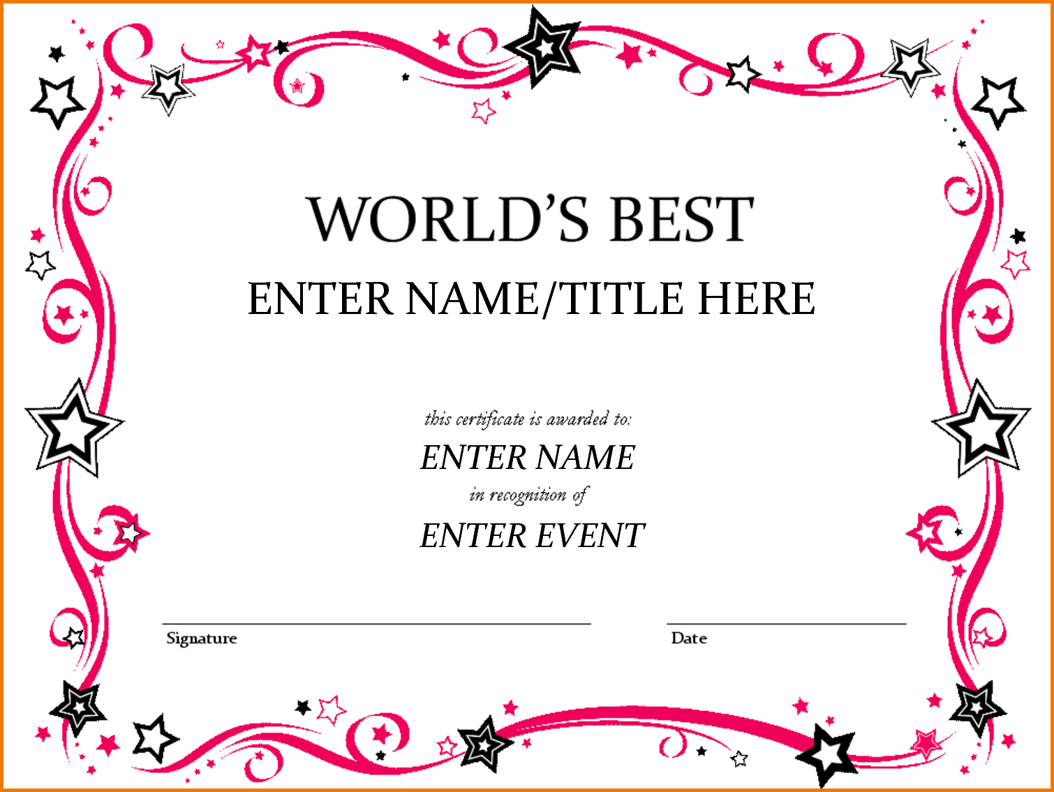 Award Template Word | Authorization Letter Pdf Inside Blank Award Certificate Templates Word