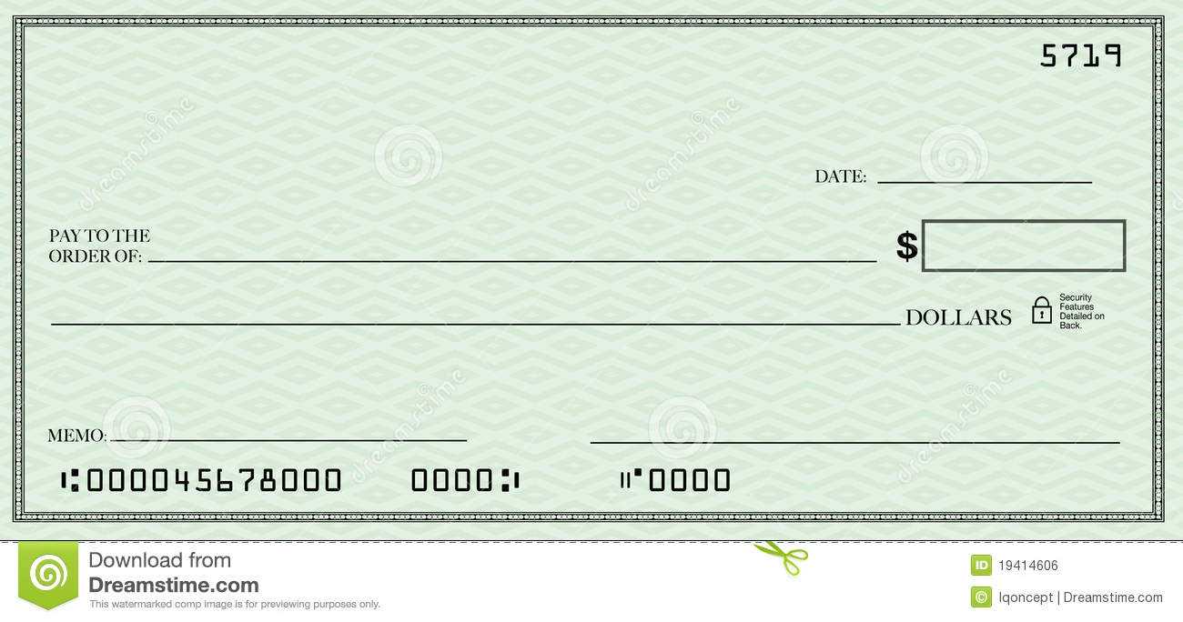 Blank Check With Open Space For Your Text Stock Illustration For Large Blank Cheque Template