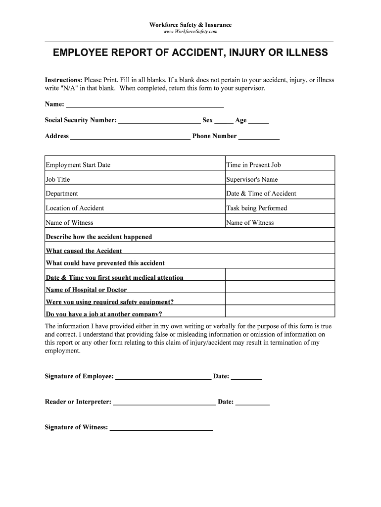 Blank Incident And Injury Report Pdf – Fill Online Pertaining To Incident Report Form Template Word