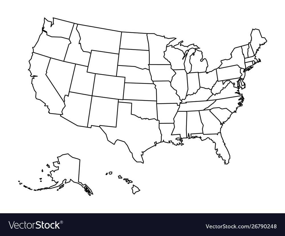Blank Outline Map United States America Throughout United States Map Template Blank