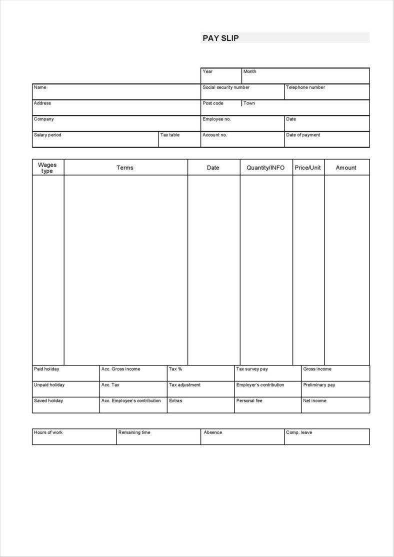 Blank Pay Stub Template - Milas.westernscandinavia Intended For Blank Pay Stubs Template