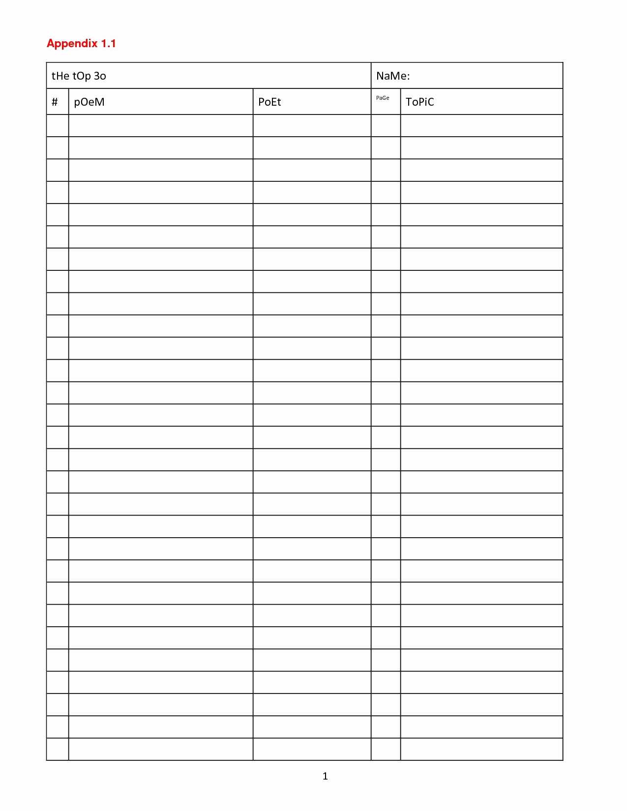 Blank Table Chart – Yatan.vtngcf Within Blank Table Of Contents Template Pdf