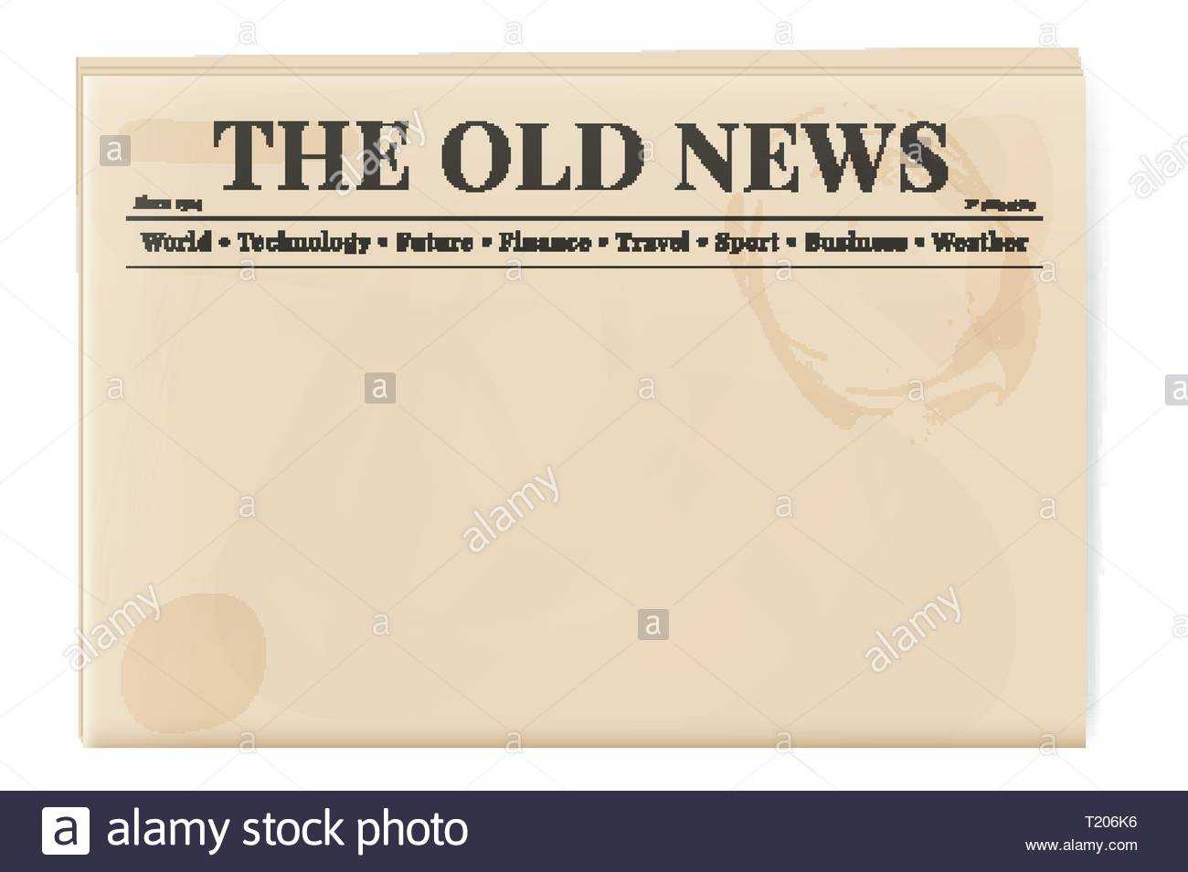 Blank Template Of A Retro Newspaper. Folded Cover Page Of A Regarding Blank Old Newspaper Template
