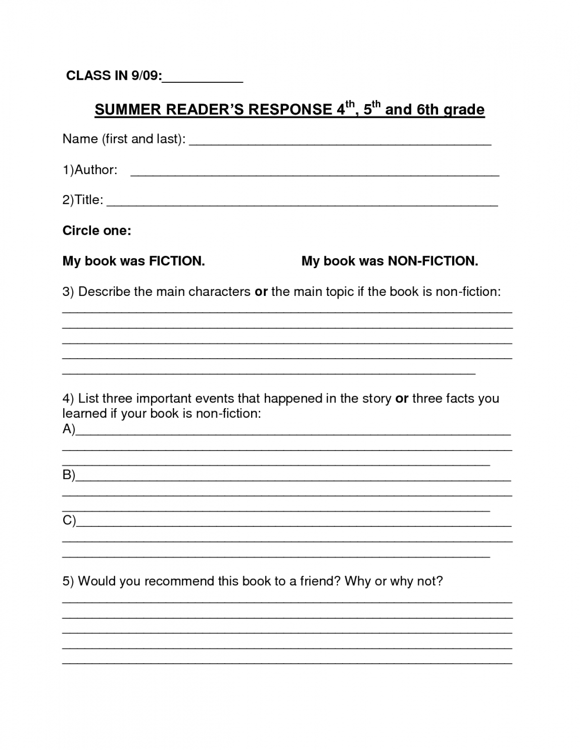 Book Report Template 8Th Grade Inside Story Report Template