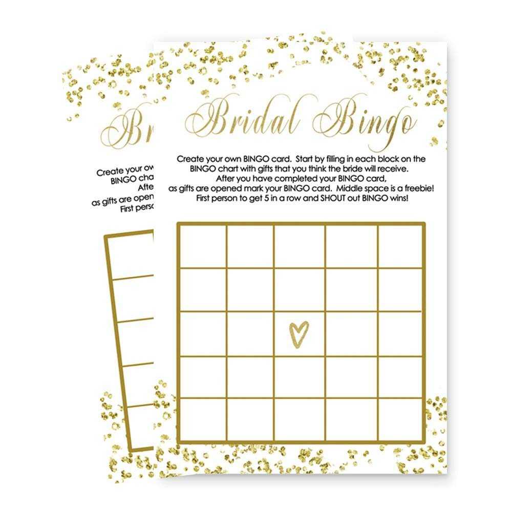 Bridal Shower Bingo Game Card Set Of 25 – Abstract Black And Gold With Blank Bridal Shower Bingo Template