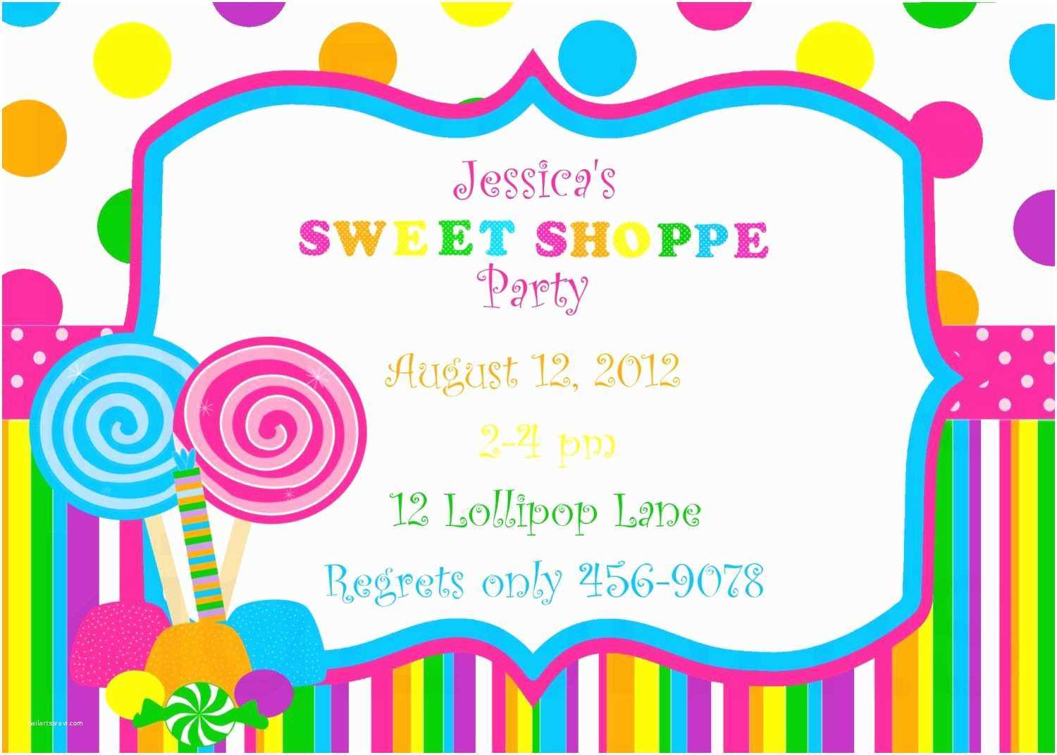 Candyland Birthday Invitations Printable Sweet Shoppe Invite Within Blank Candyland Template