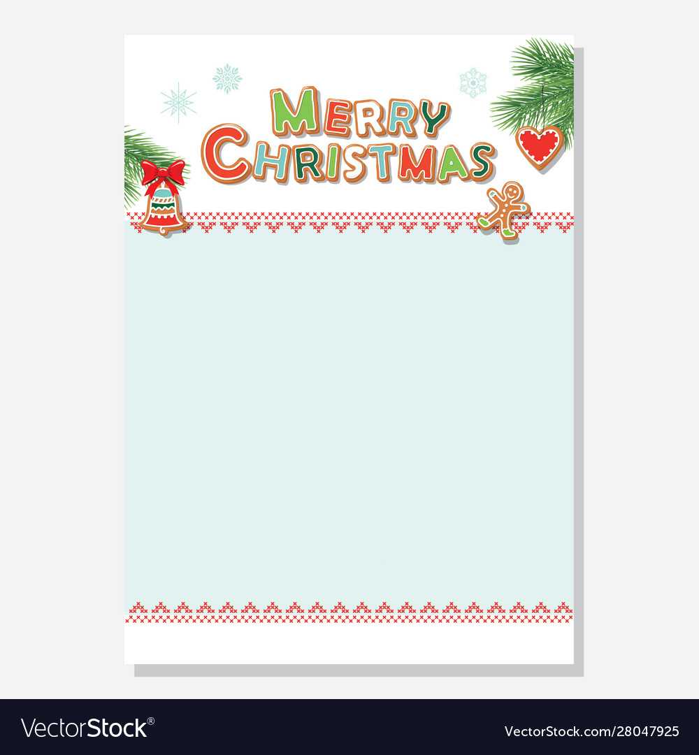 Christmas Santa Letter Blank Template A4 Decorated Within Blank Letter From Santa Template