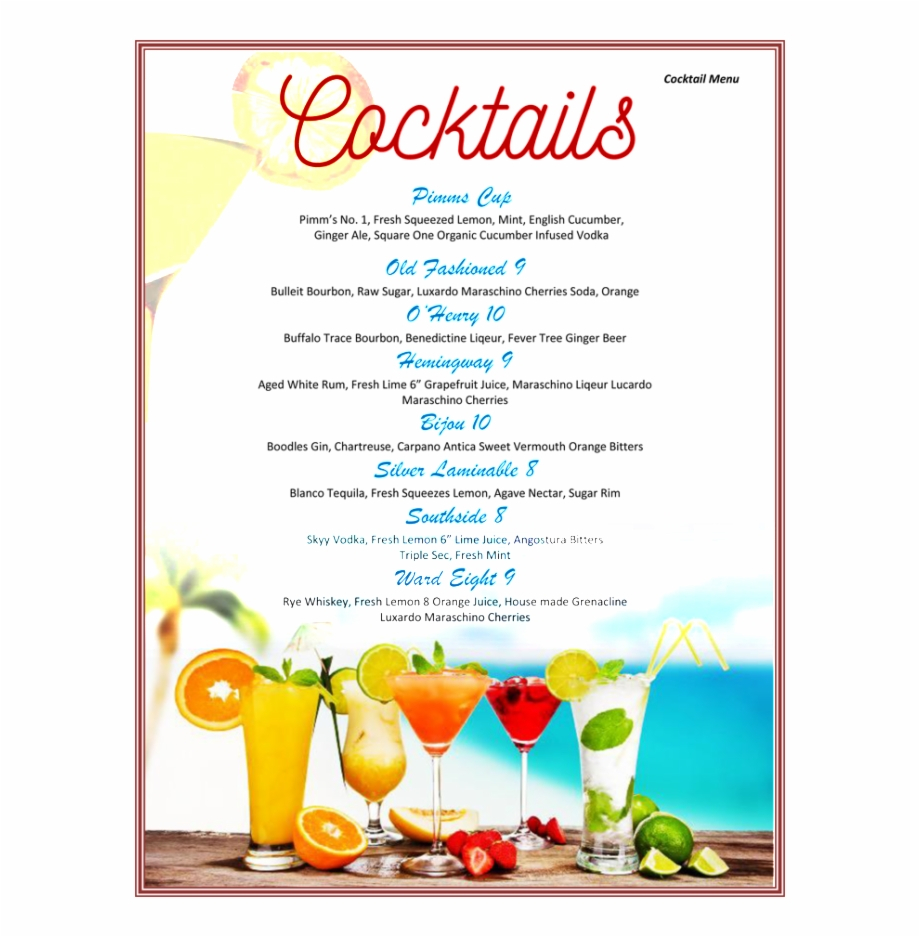 Cocktail Drinks Menu Template Free 239534 - Cocktail Menu In Cocktail Menu Template Word Free