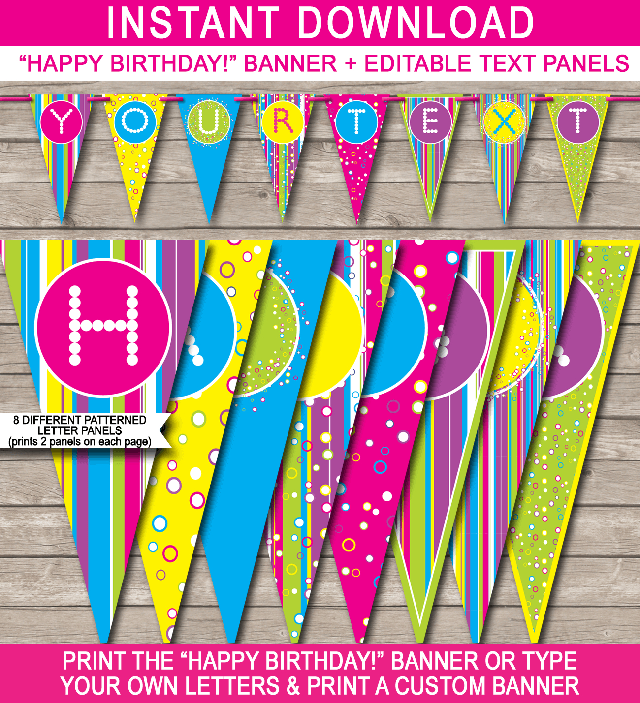 Colorful Banner Template Pertaining To Diy Birthday Banner Template