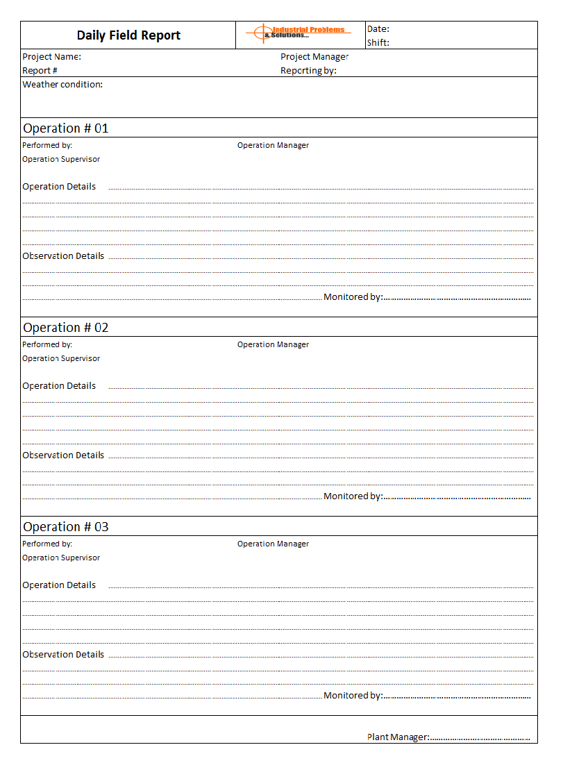 Daily Field Report Format In Field Report Template