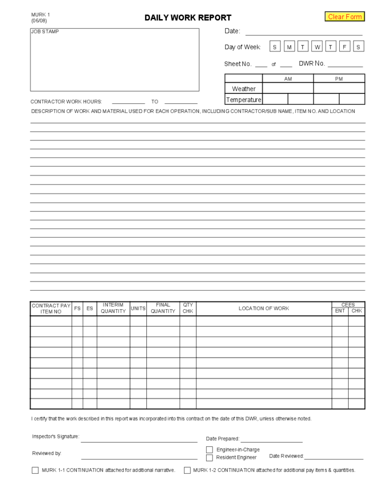 Daily Report Form – 2 Free Templates In Pdf, Word, Excel In Daily Report Sheet Template