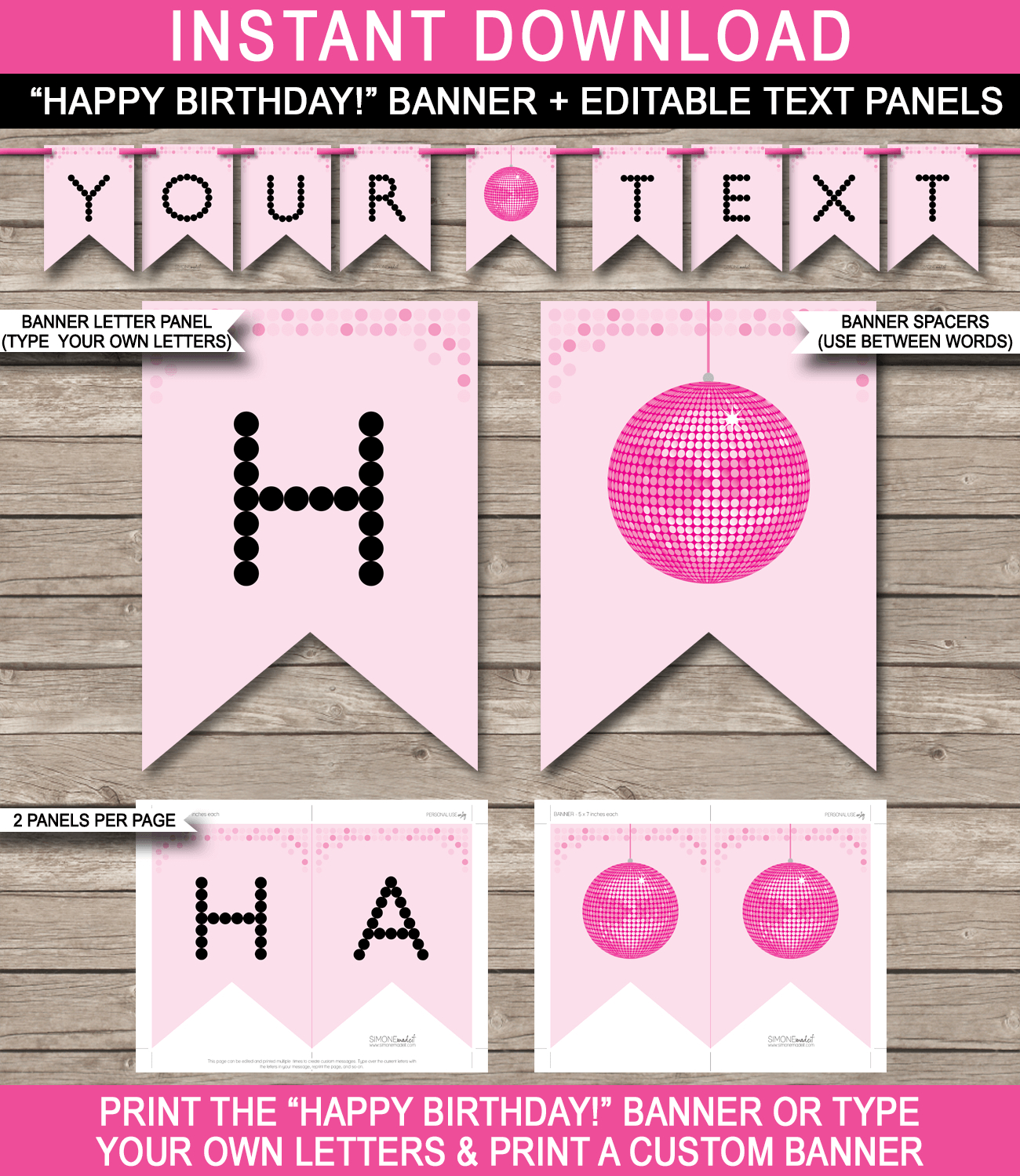 Dance Party Banner Template – Pink Inside Free Printable Party Banner Templates