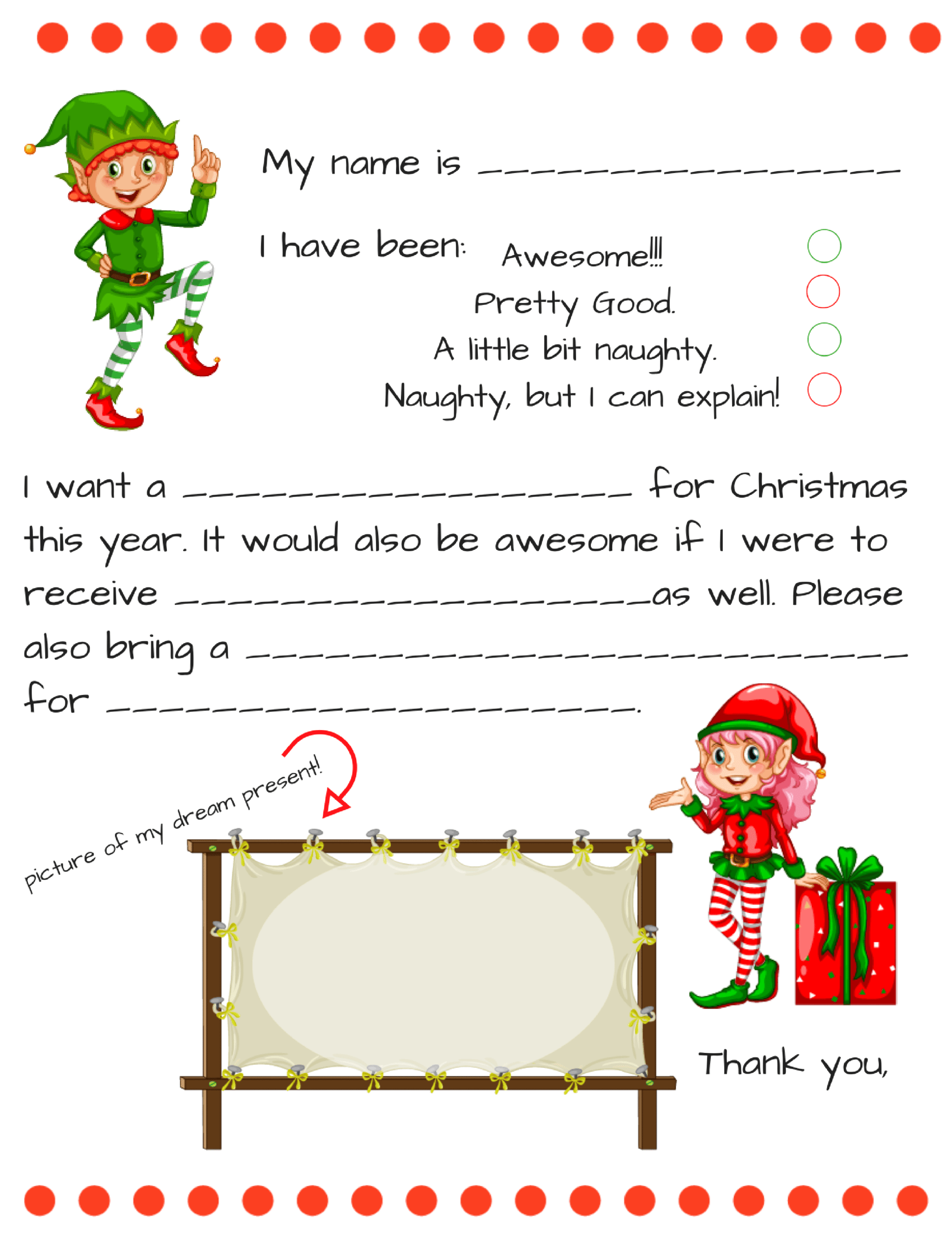 Dear Santa Fill In Letter Template – For Blank Letter From Santa Template
