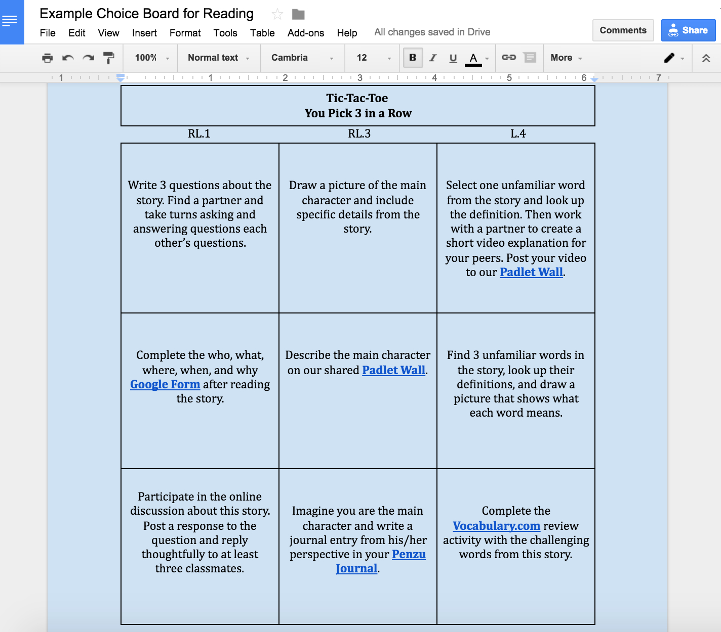 Design Your Own Digital Choice Board | Throughout Tic Tac Toe Template Word
