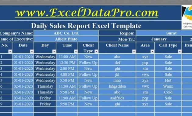 Download Daily Sales Report Excel Template - Exceldatapro for Free Daily Sales Report Excel Template