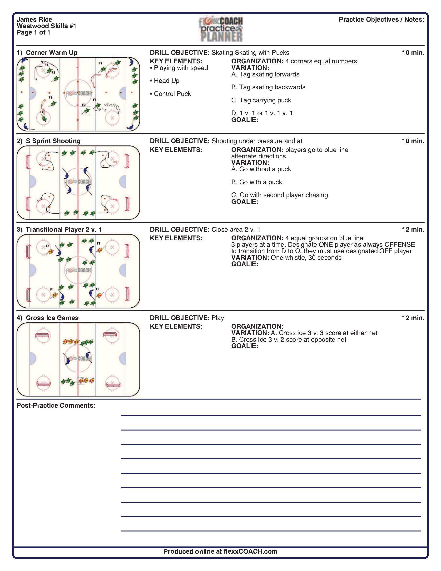 Drill Exchange | Westwood Youth Hockey Throughout Blank Hockey Practice Plan Template