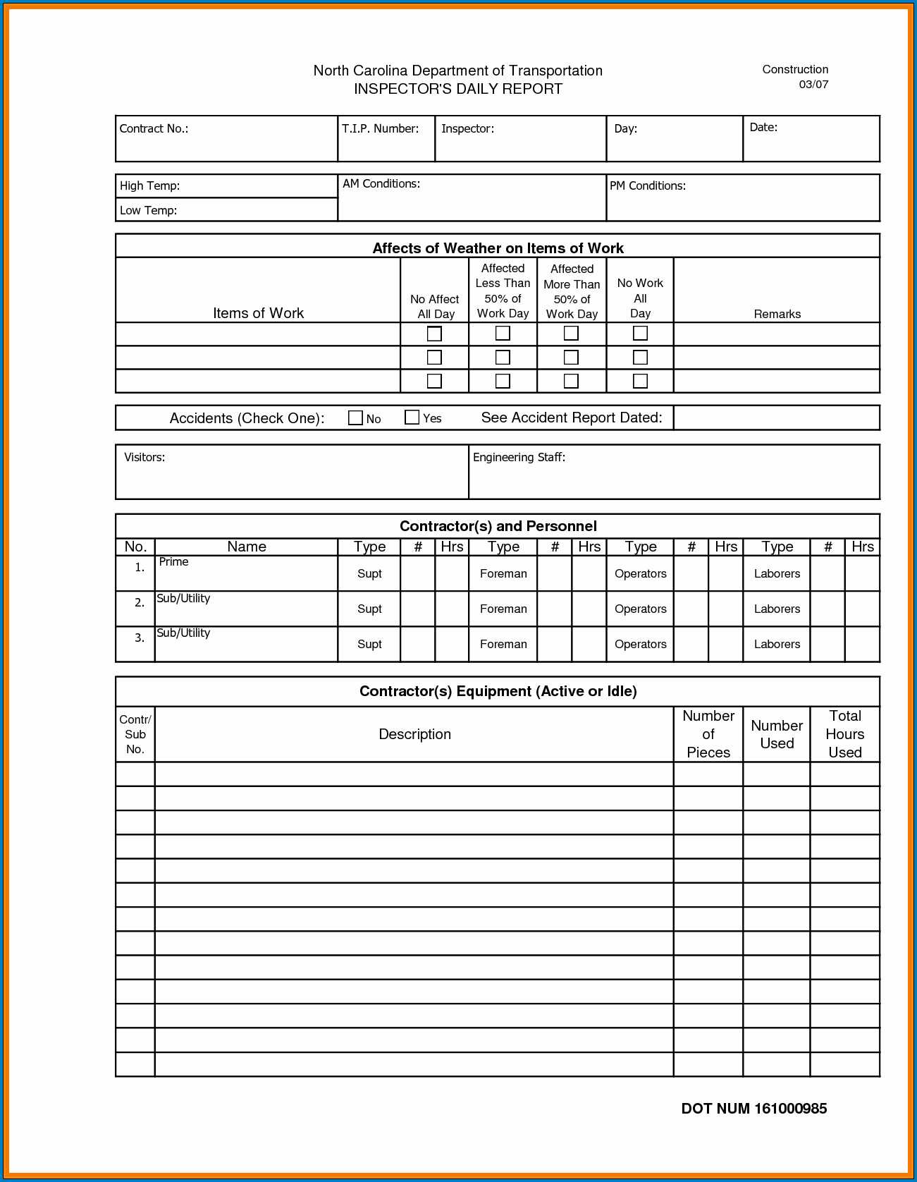 √ Free Editable Construction Daily Report Template In Construction Daily Report Template Free