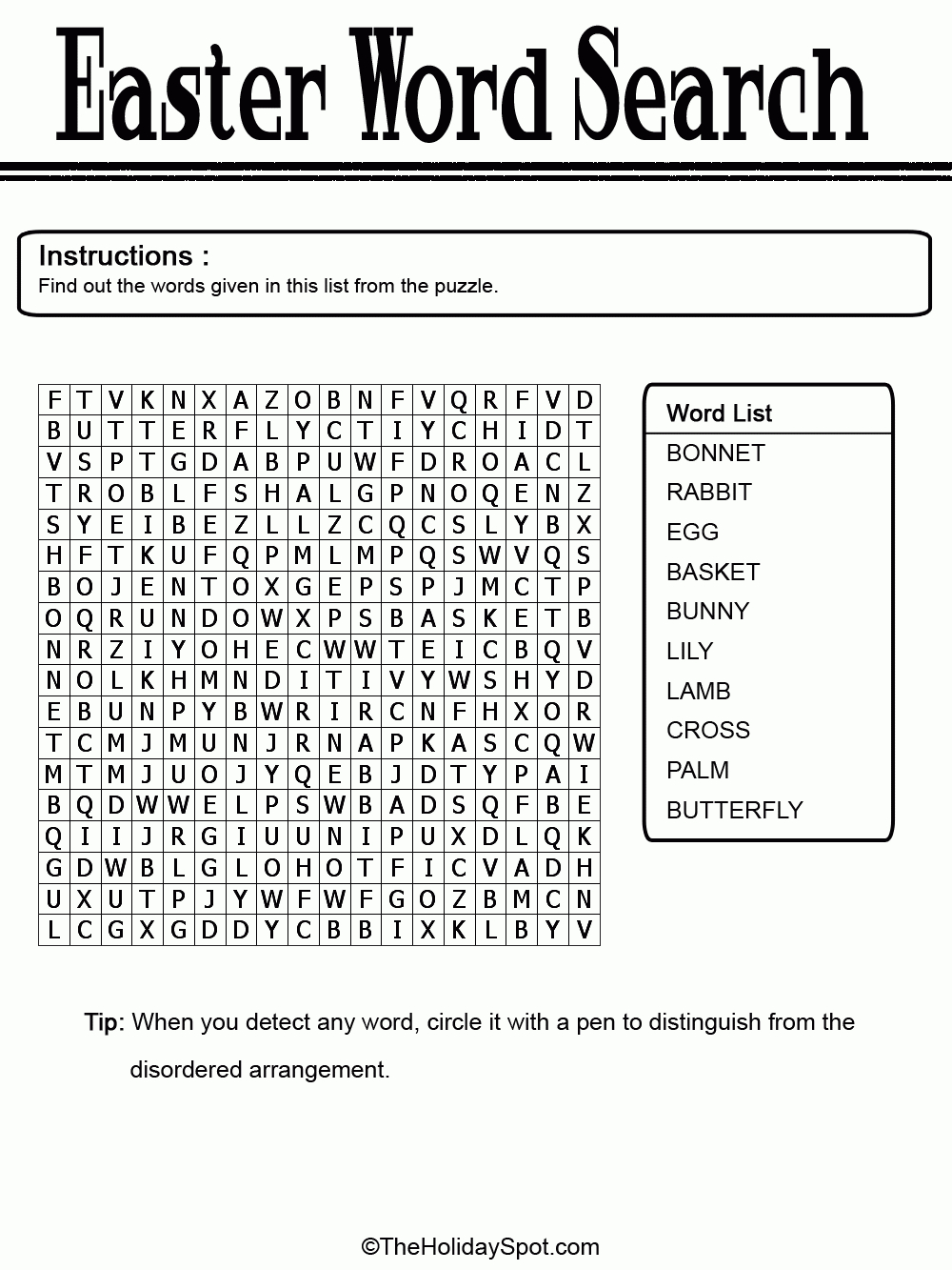 Easter Black And White Word Search Template For Word Sleuth Template