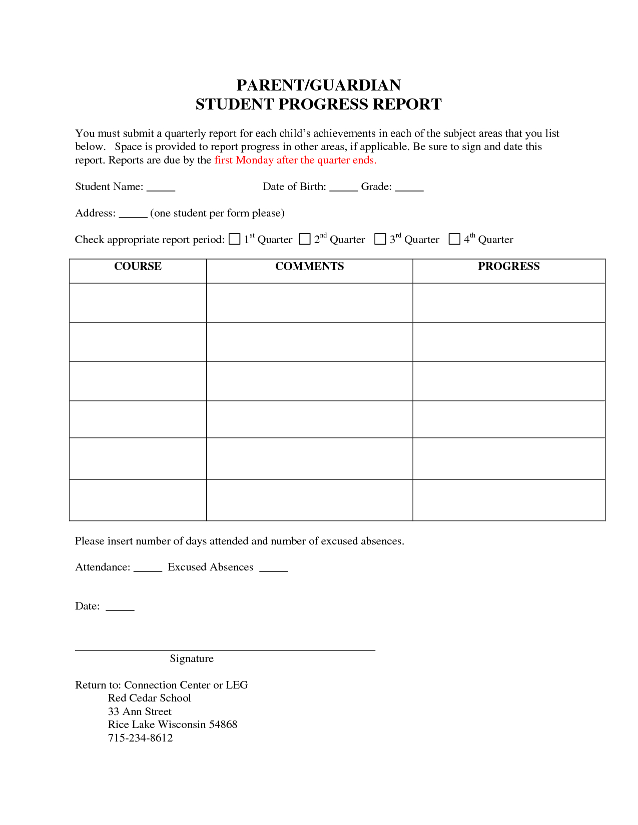 Easy To Use Weekly Student Progress Report Templates And With Regard To Student Progress Report Template