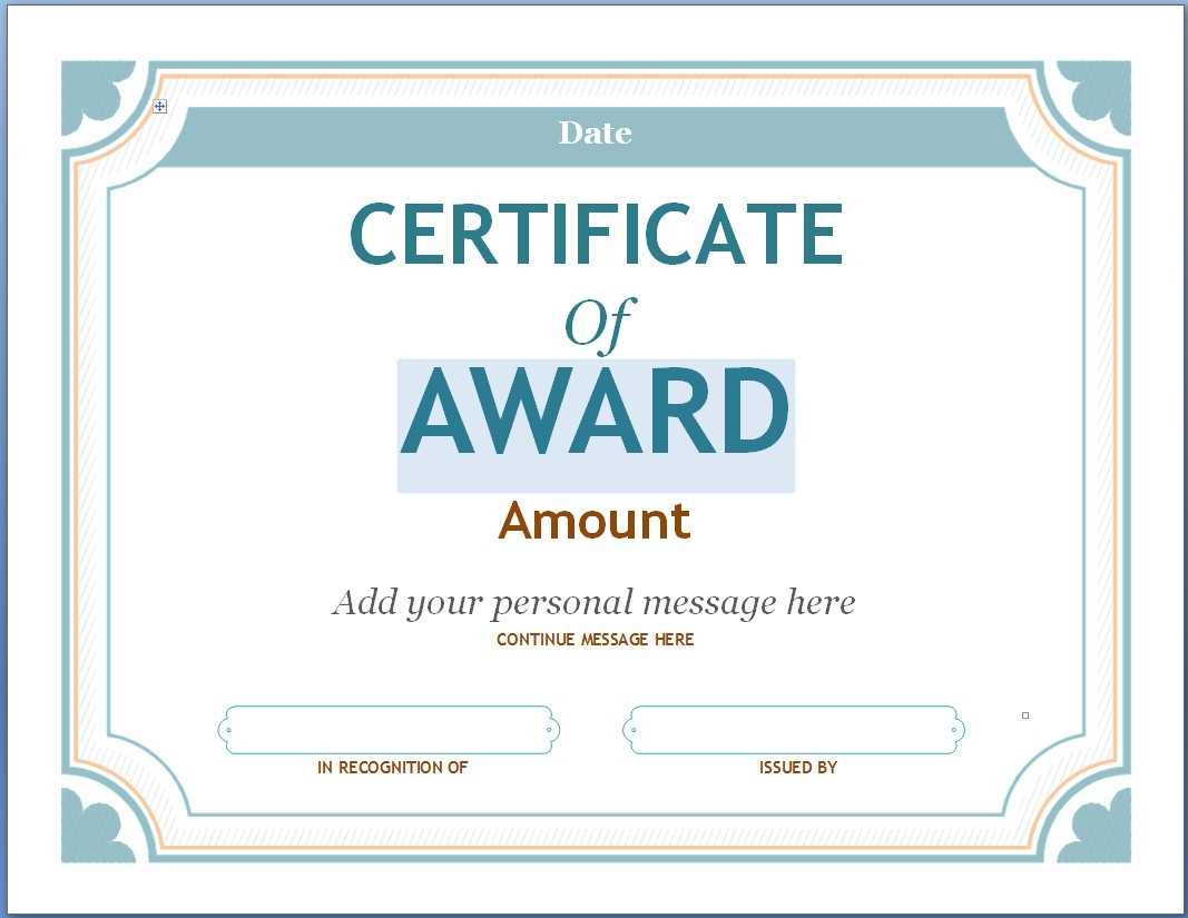 Editable Award Certificate Template In Word #1476 Throughout With Regard To Blank Award Certificate Templates Word