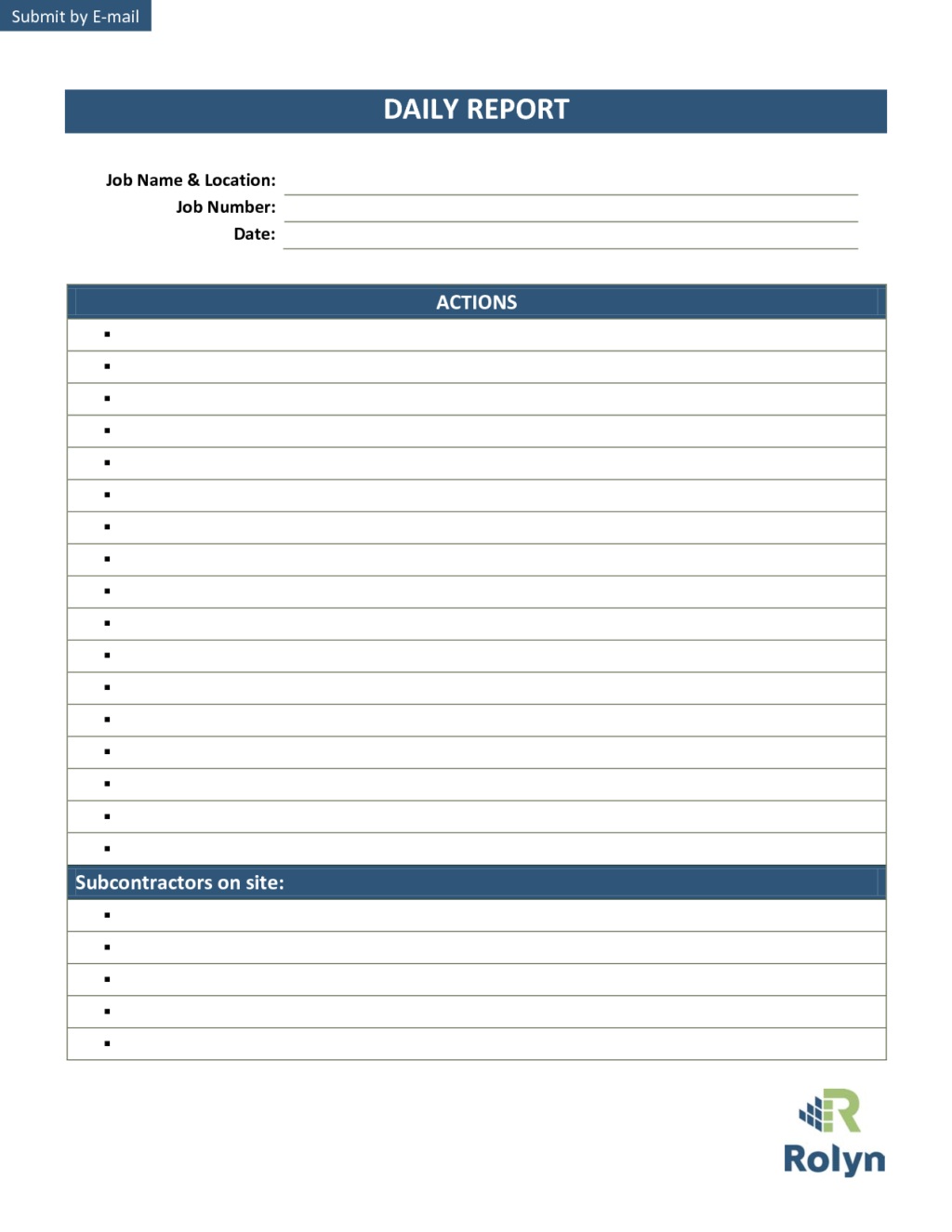 Effective Daily Report Template With Lists Of Action Field Inside Field Report Template