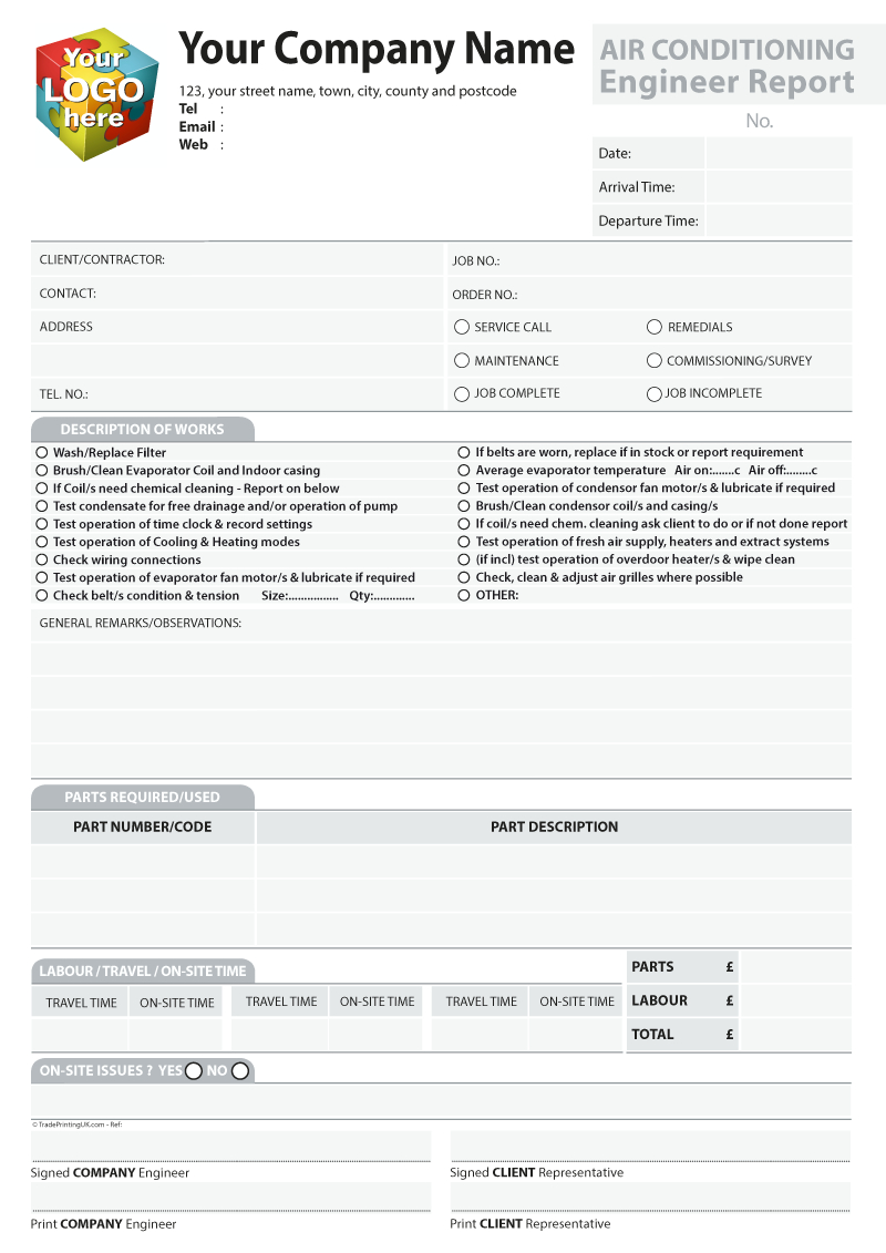 Engineer Report Templates For Carbonless Ncr Print From £40 Regarding Drainage Report Template
