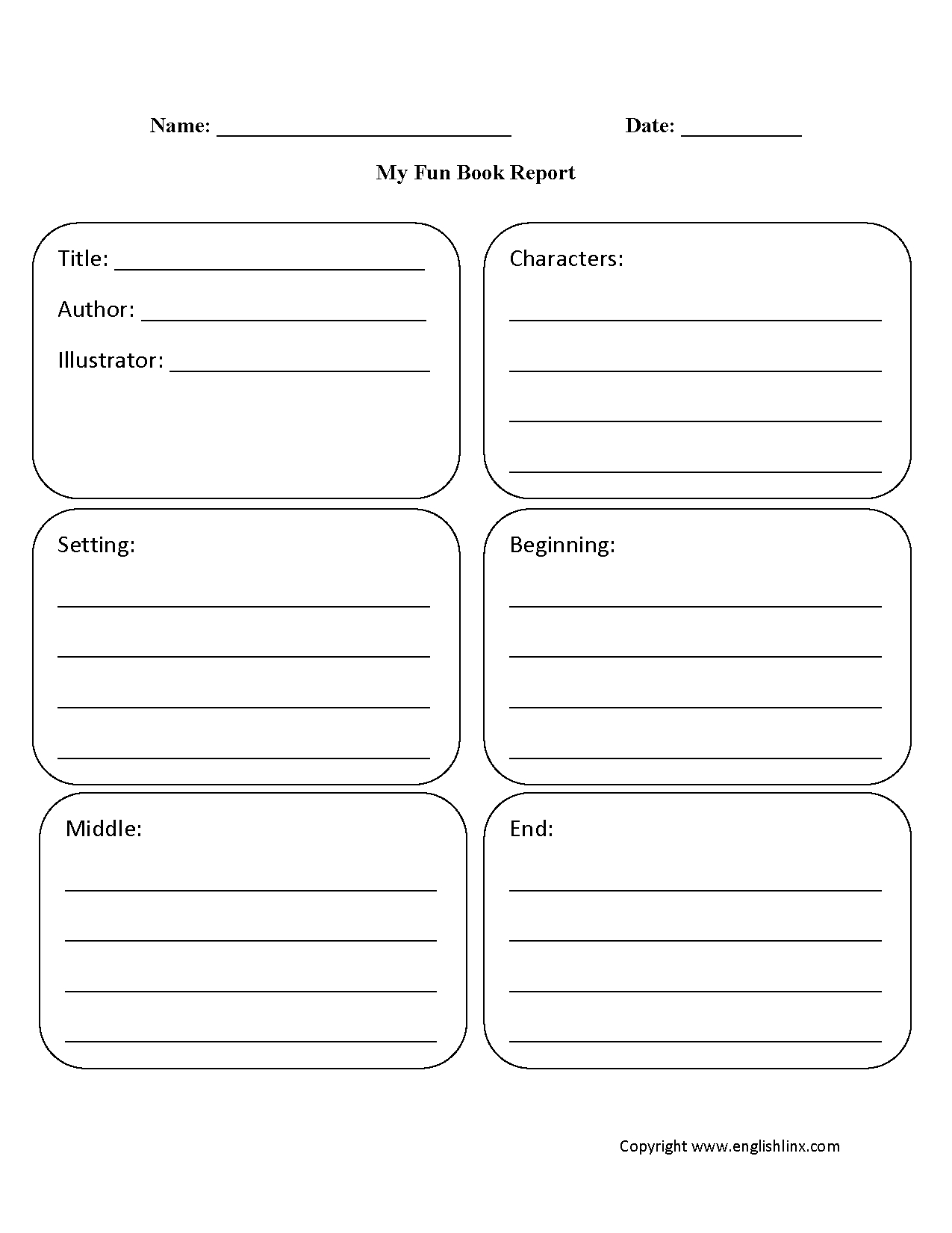 Englishlinx | Book Report Worksheets Inside Middle School Book Report Template