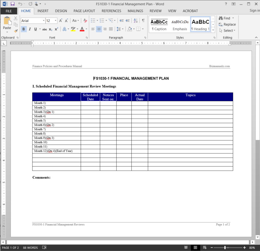 Financial Management Plan Template | Fs1030 1 Throughout Microsoft Word Expense Report Template