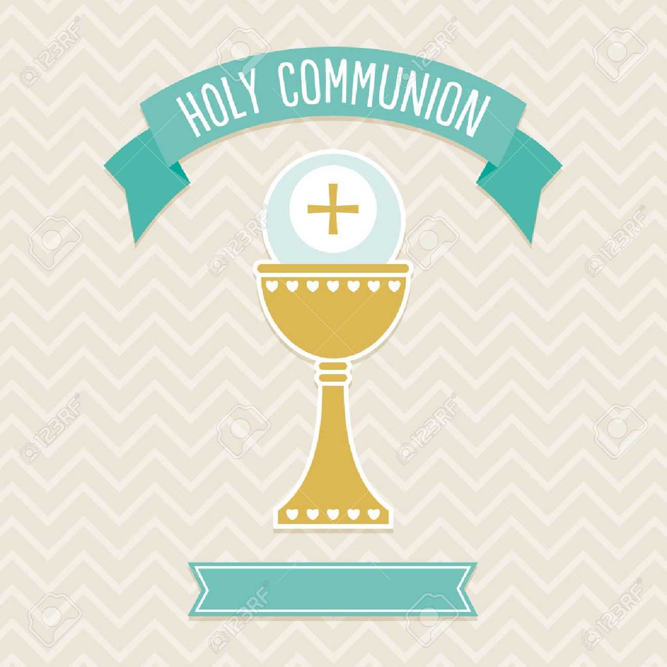 First Holy Communion Card Template In Cream And Aqua With Copy.. Throughout First Holy Communion Banner Templates