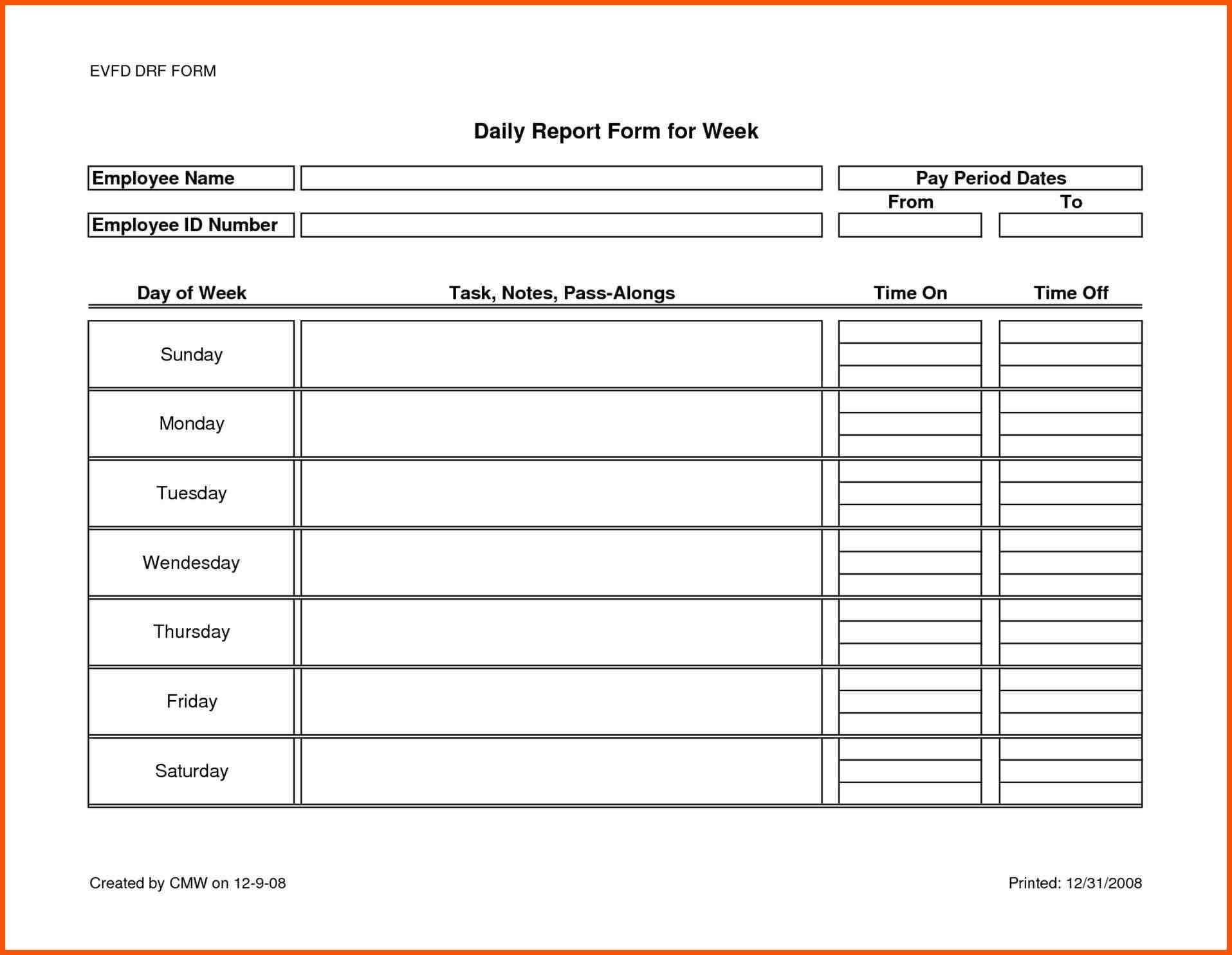 Format Daily Activity Report – Milas.westernscandinavia In Daily Report Sheet Template
