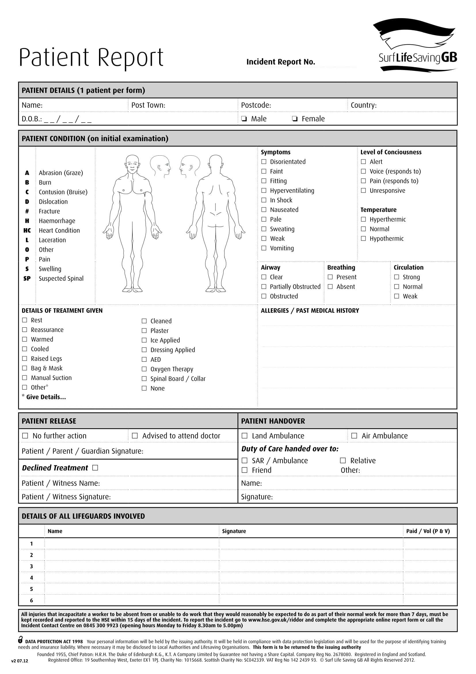 Free 14+ Patient Report Forms In Pdf | Ms Word For Generic Incident Report Template