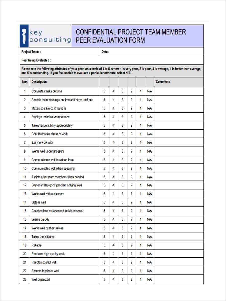 Free 15+ Peer Evaluation Forms In Pdf | Ms Word For Blank Evaluation Form Template
