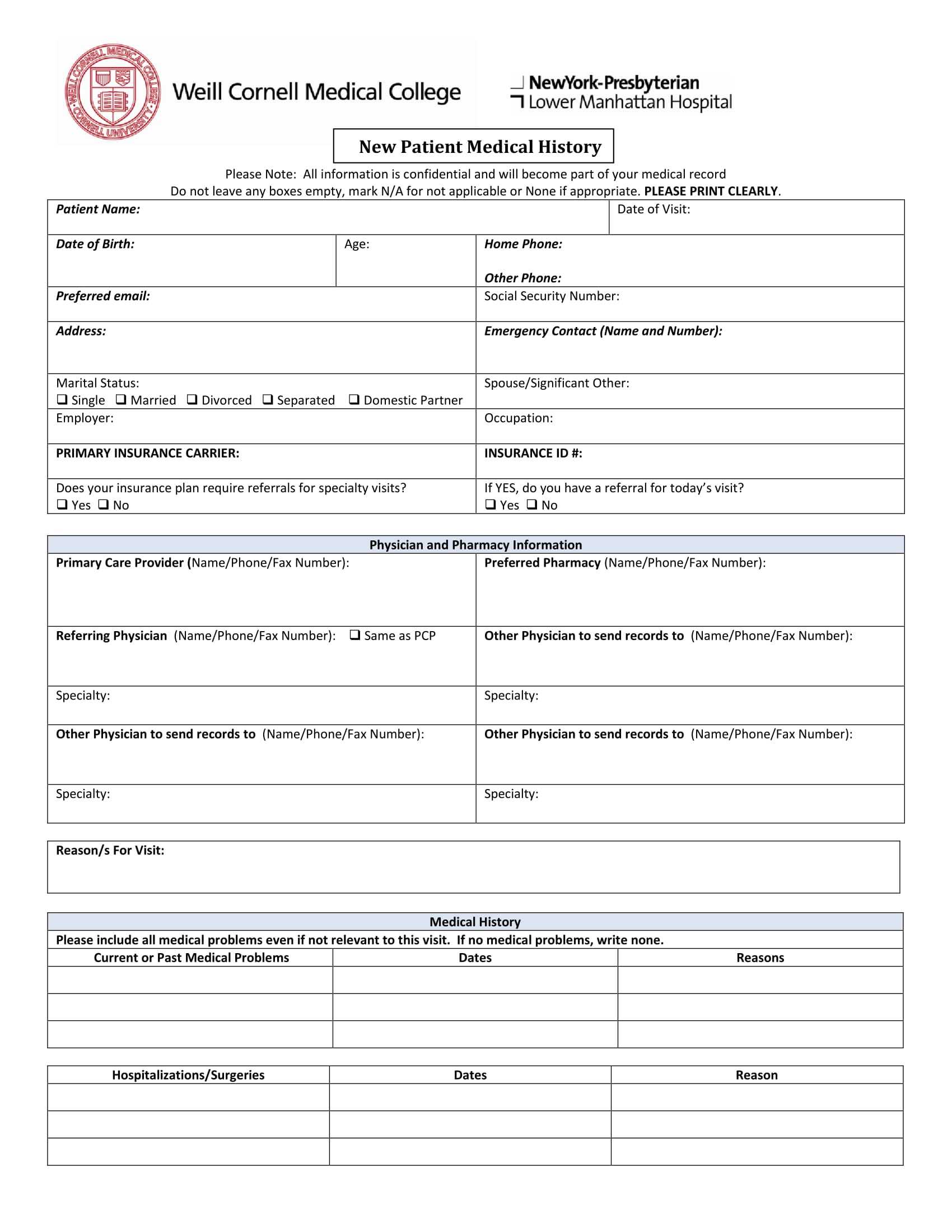 Free 6+ Medical History Forms In Pdf | Ms Word | Excel Intended For Medical History Template Word