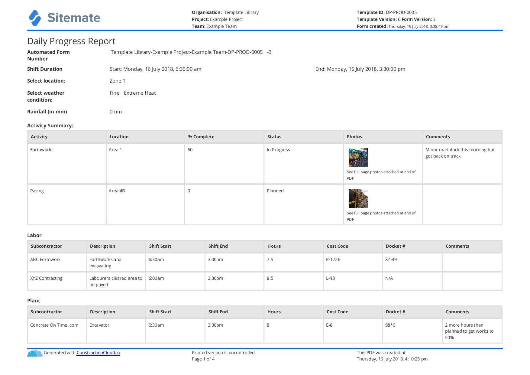 Free Construction Daily Report Template (Better Than Pdf Throughout Site Progress Report Template
