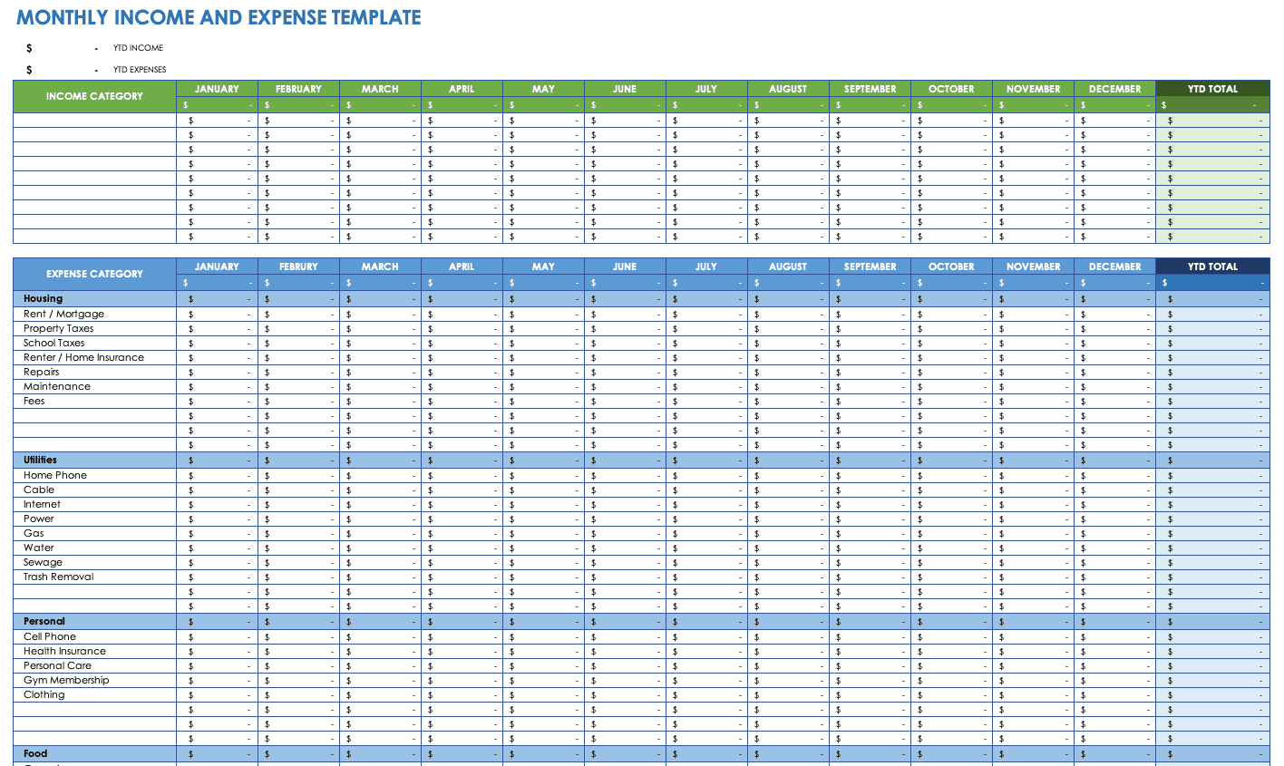 Free Expense Report Templates Smartsheet For Monthly Expense Report Template Excel