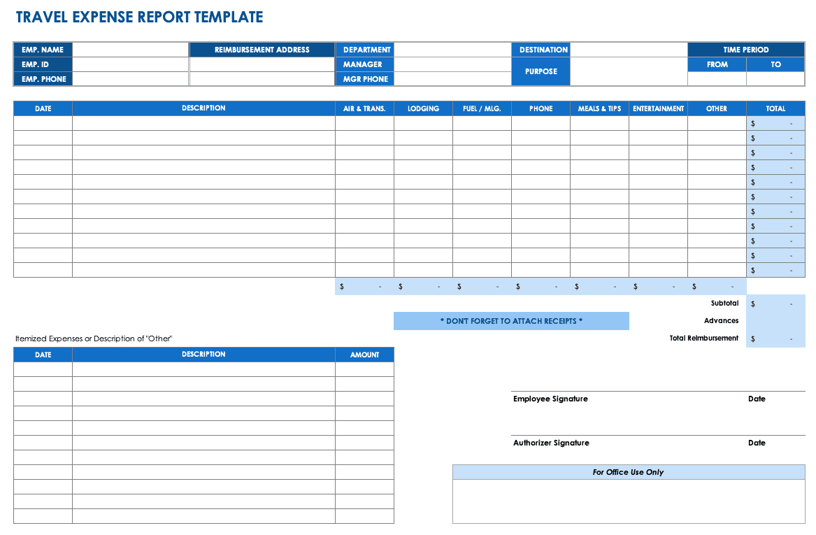 Free Expense Report Templates Smartsheet Intended For Job Cost Report Template Excel