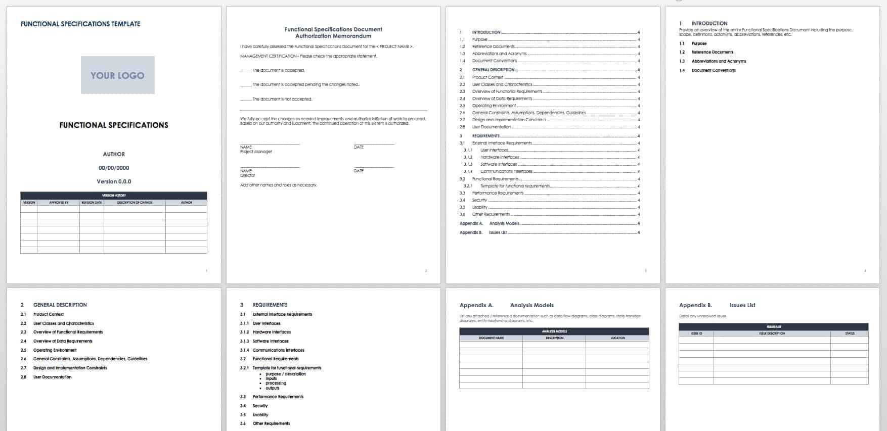 Free Functional Specification Templates | Smartsheet Pertaining To Report Requirements Document Template
