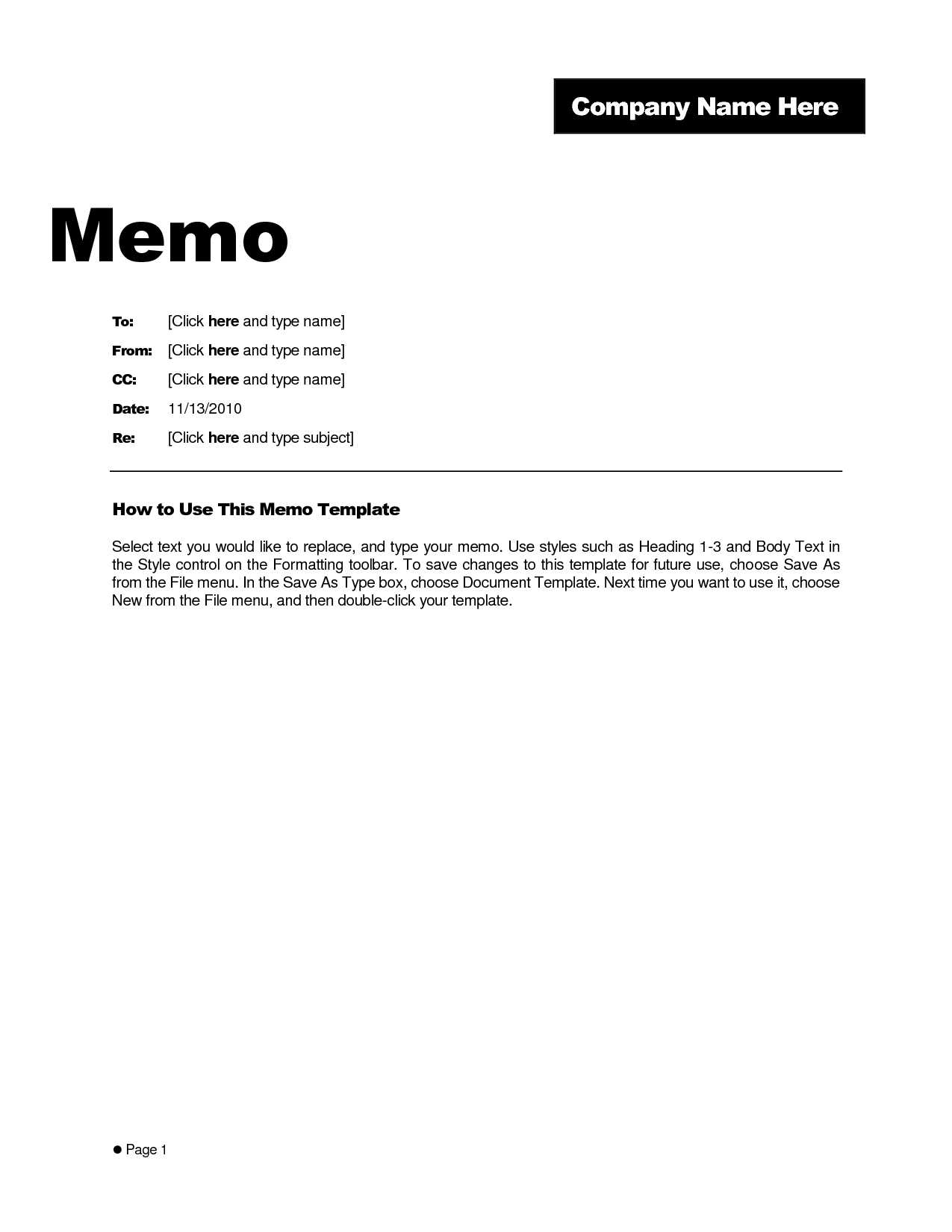 Free Memo Template Word 2010 – Kerren Regarding Memo Template Word 2010